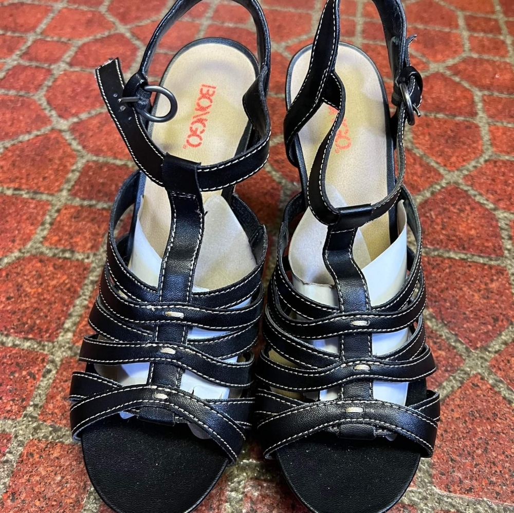 Bongo Black Strappy Heels 7.5